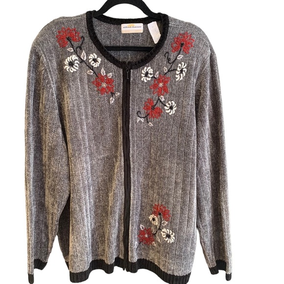 Vintage Alfred Dunner Embroidery Zip Front Cardigan/Sweater - Picture 2 of 14